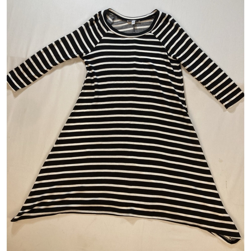 Moa Moa Womens Small Striped White & Black 3/4 Sleeve A-Line Dress